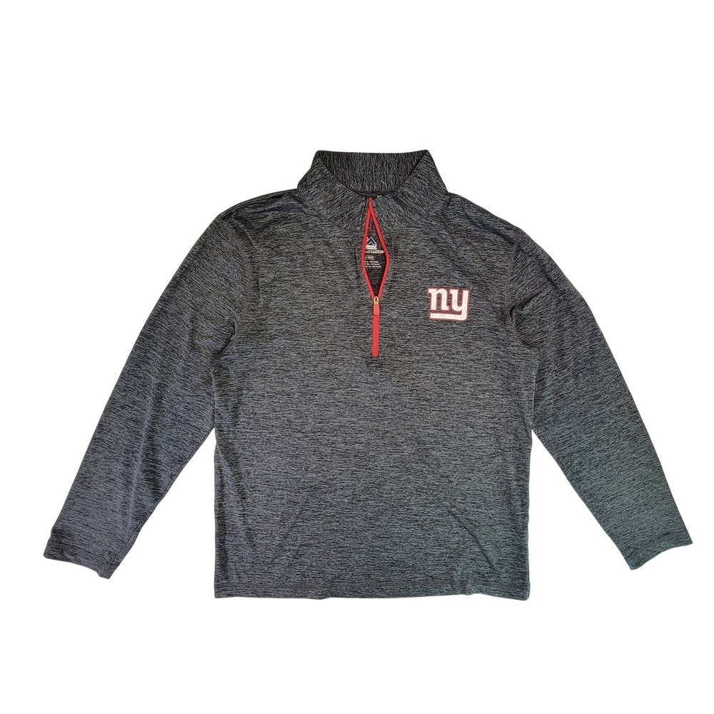 Majestic NFL New York Giants Mens Medium Quarter‎ Zip Pullover Shirt Gray